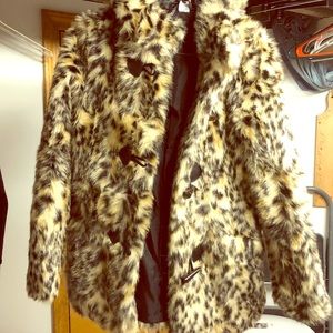 Leopard print hood coat